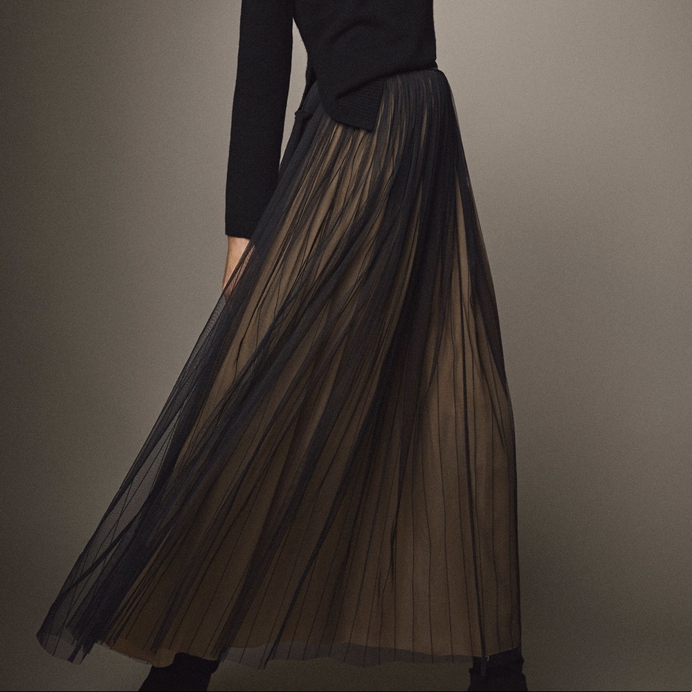 NWT Massimo Dutti pleated tulle maxi skirt